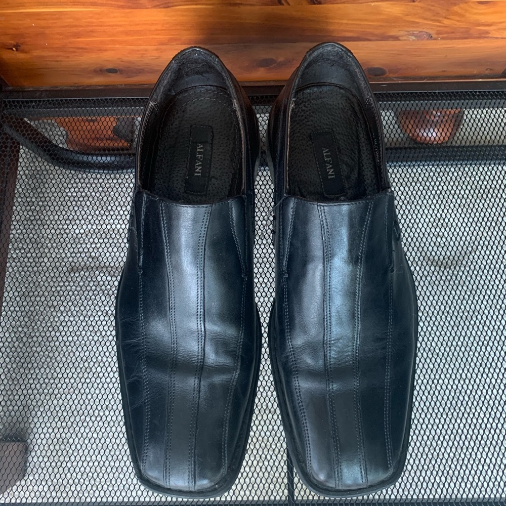 Alfani pablo mens leather square toe slide on shoes